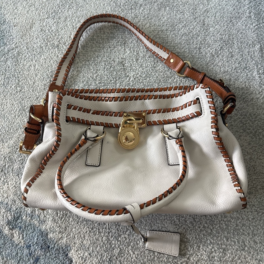 Michael Kors White and Brown Shoulder Bag